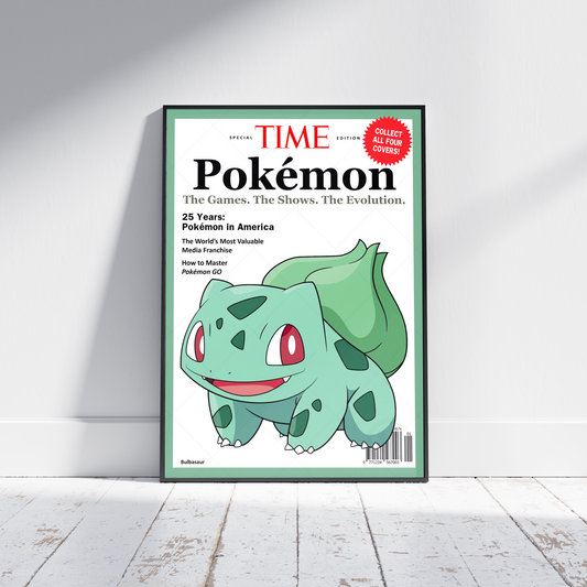 Pokemon Time Magazine Cover Bulbasaur Poster Print - Frame Options