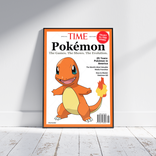 Pokemon Time Magazine Cover Charmander Poster Print - Frame Options