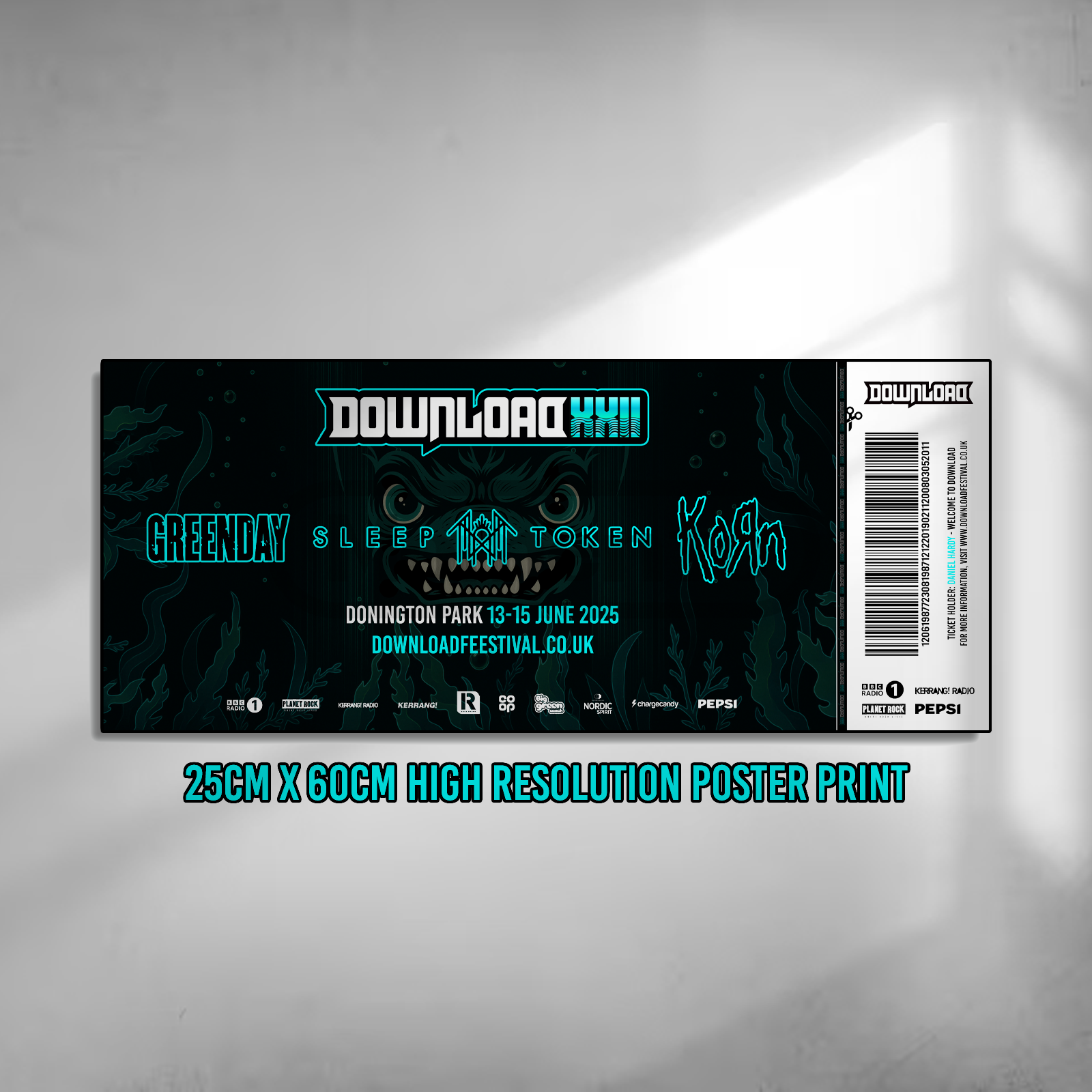 Download Festival Souvenir Ticket Giant Novelty Personalised Poster